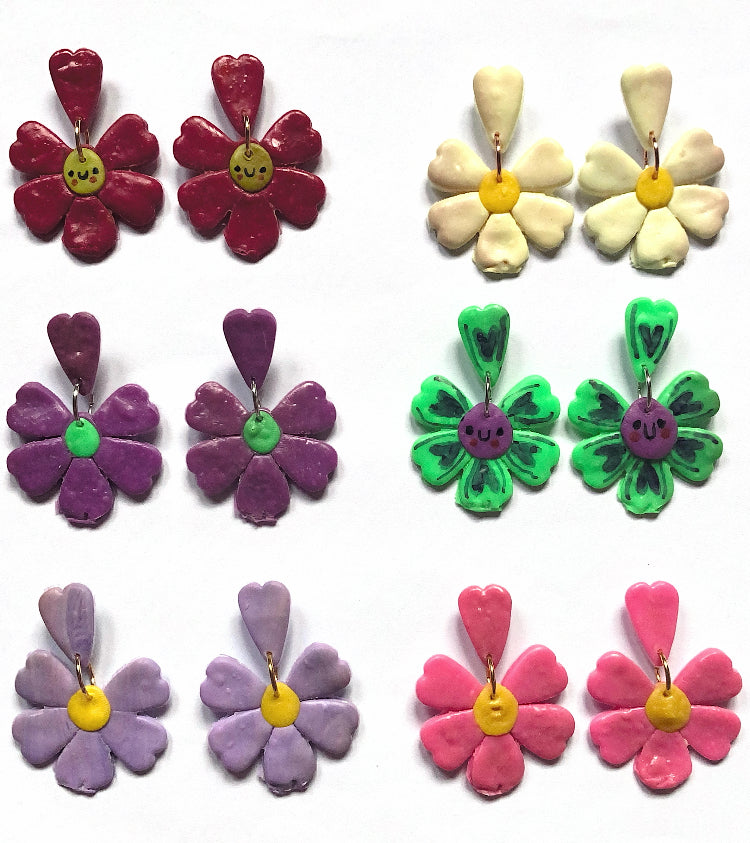 Pendientes - margaritas de arcilla
