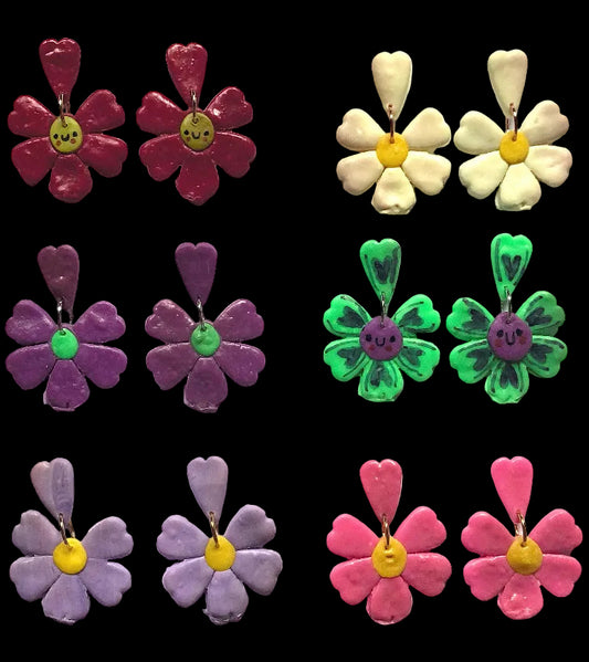 Pendientes - margaritas de arcilla