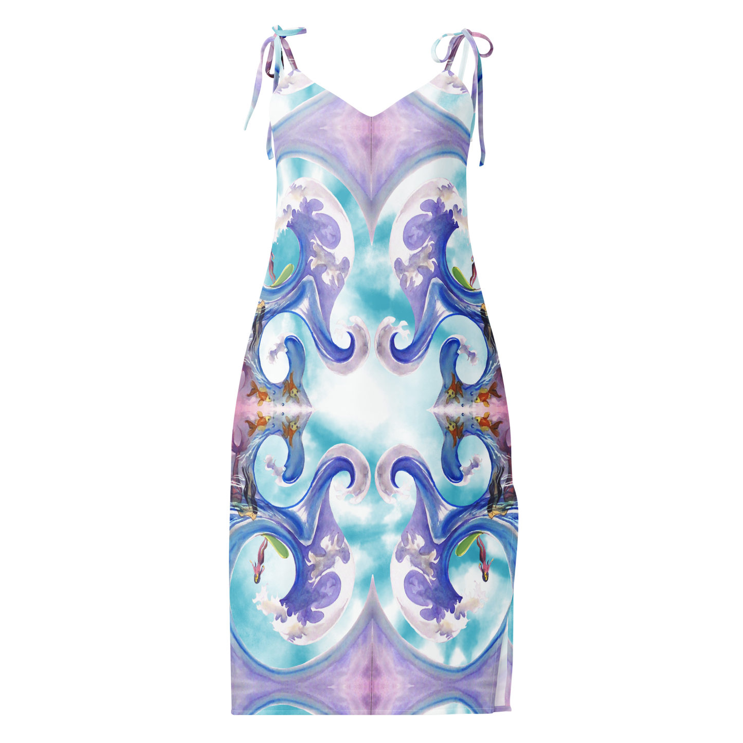 Vestido midi con tirantes ajustables - olas