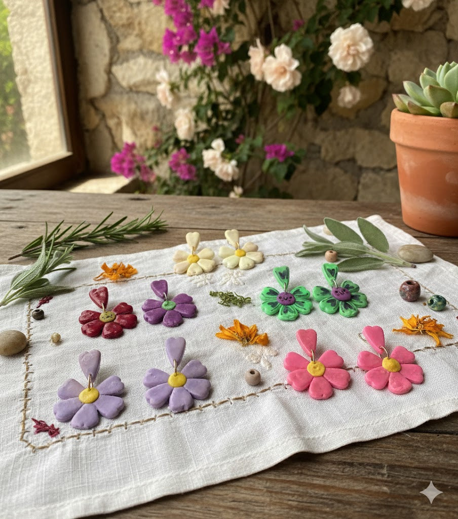 Pendientes flor arcilla polimérica