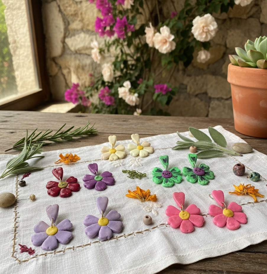 Pendientes flor arcilla polimérica