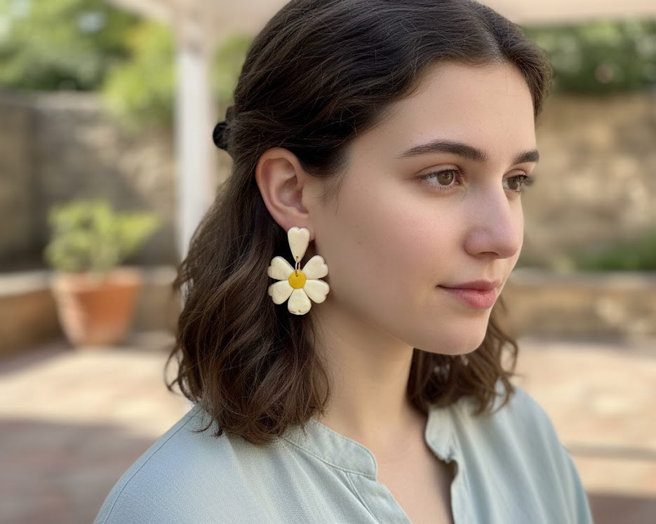 Pendientes flor arcilla polimérica
