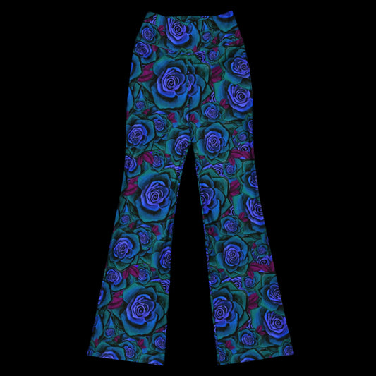 Leggins con rosas azules estampadas